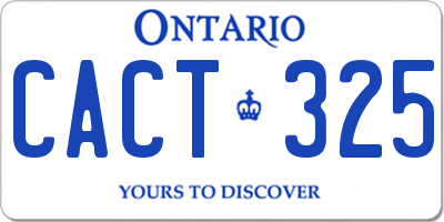 ON license plate CACT325