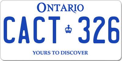 ON license plate CACT326