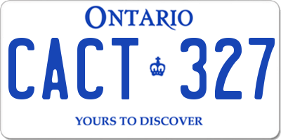 ON license plate CACT327