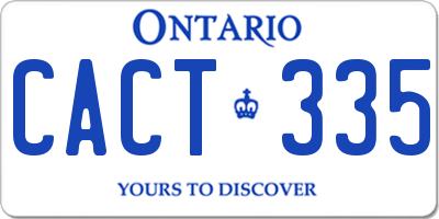 ON license plate CACT335