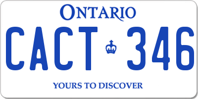 ON license plate CACT346