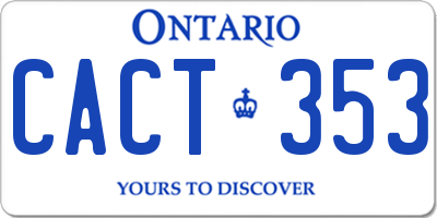 ON license plate CACT353