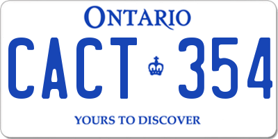 ON license plate CACT354