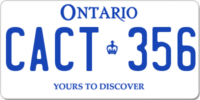 ON license plate CACT356