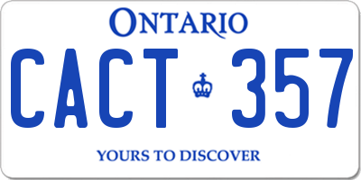 ON license plate CACT357