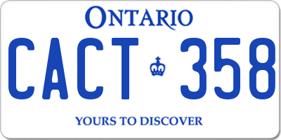 ON license plate CACT358