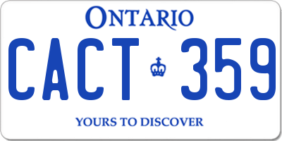 ON license plate CACT359