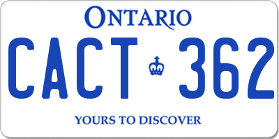 ON license plate CACT362