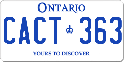 ON license plate CACT363