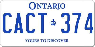 ON license plate CACT374