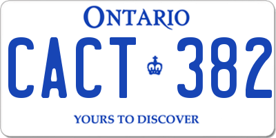 ON license plate CACT382