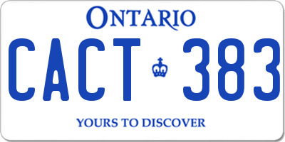 ON license plate CACT383