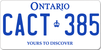 ON license plate CACT385