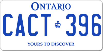 ON license plate CACT396