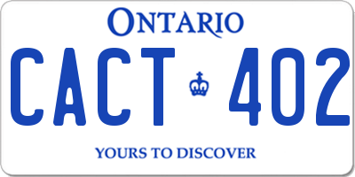 ON license plate CACT402