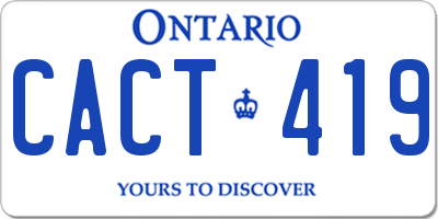 ON license plate CACT419