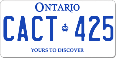 ON license plate CACT425