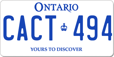 ON license plate CACT494