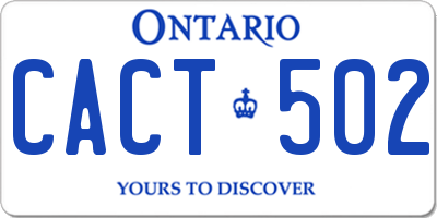 ON license plate CACT502