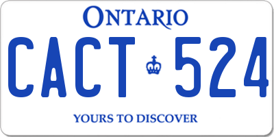 ON license plate CACT524