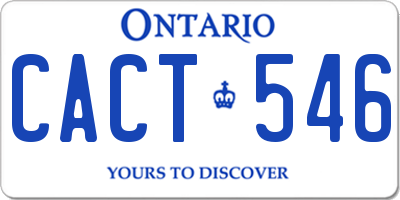 ON license plate CACT546