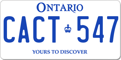 ON license plate CACT547