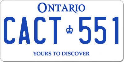 ON license plate CACT551