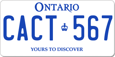 ON license plate CACT567