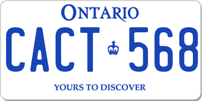 ON license plate CACT568