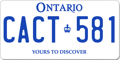 ON license plate CACT581