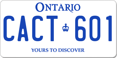 ON license plate CACT601