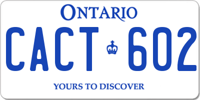 ON license plate CACT602