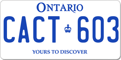 ON license plate CACT603