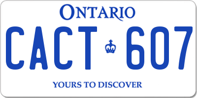 ON license plate CACT607