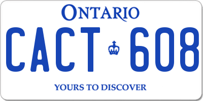 ON license plate CACT608