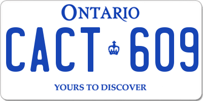 ON license plate CACT609