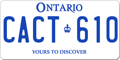 ON license plate CACT610