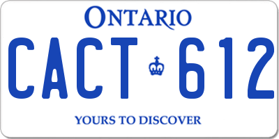 ON license plate CACT612