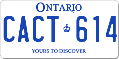 ON license plate CACT614