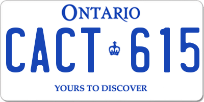 ON license plate CACT615