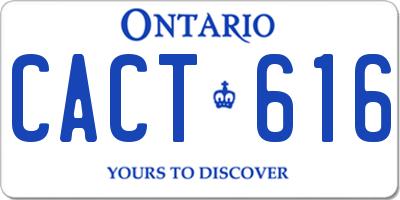 ON license plate CACT616