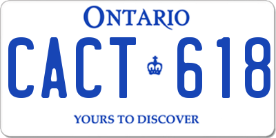 ON license plate CACT618