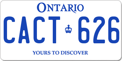 ON license plate CACT626