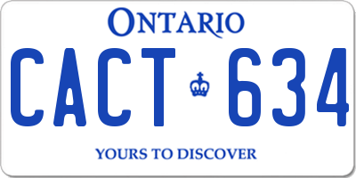 ON license plate CACT634