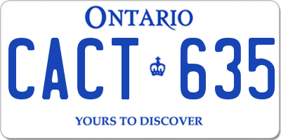 ON license plate CACT635