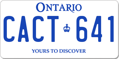 ON license plate CACT641