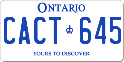 ON license plate CACT645