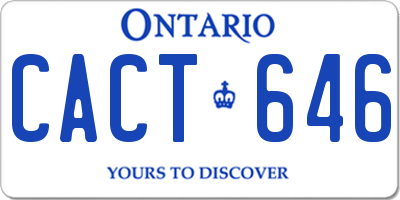 ON license plate CACT646