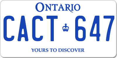 ON license plate CACT647