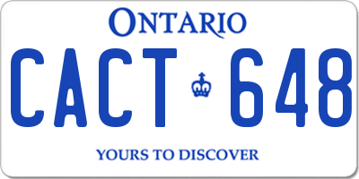 ON license plate CACT648